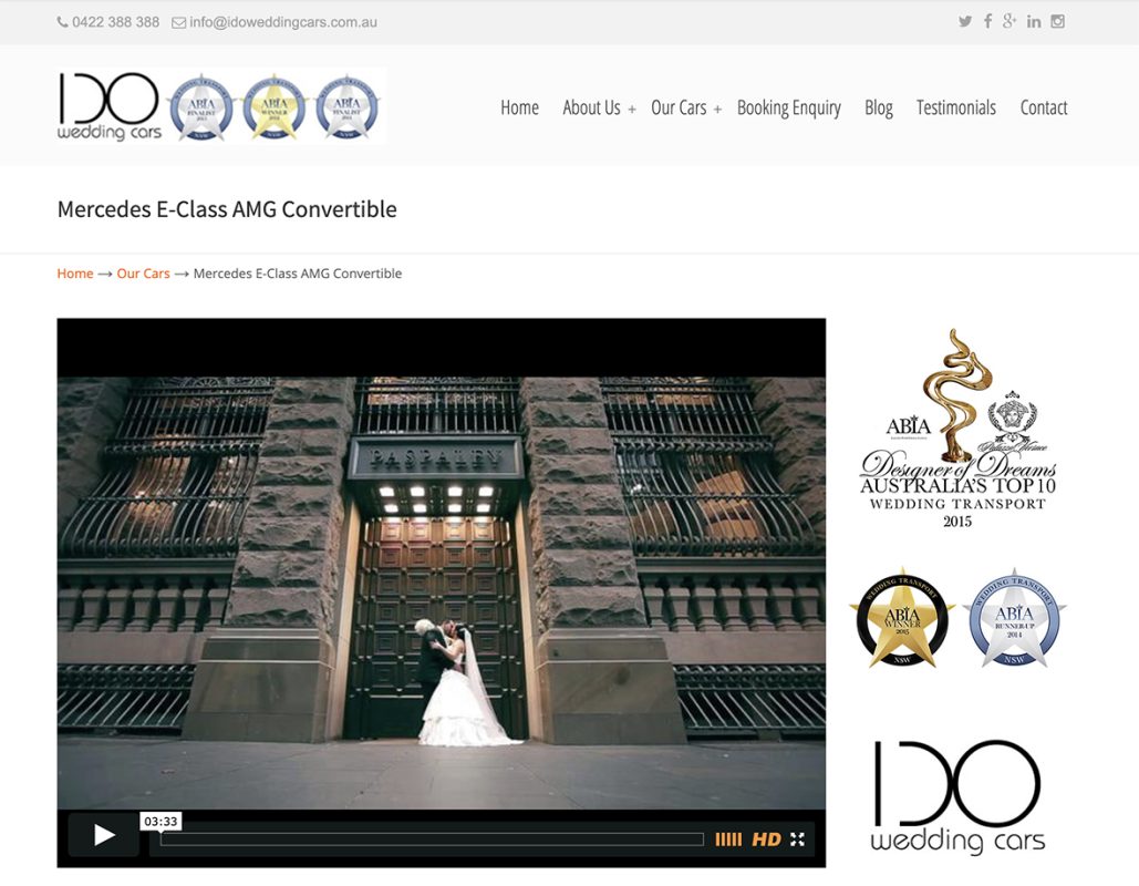 Wedding Car Hire Website Design, Development and organic SEO optimisation