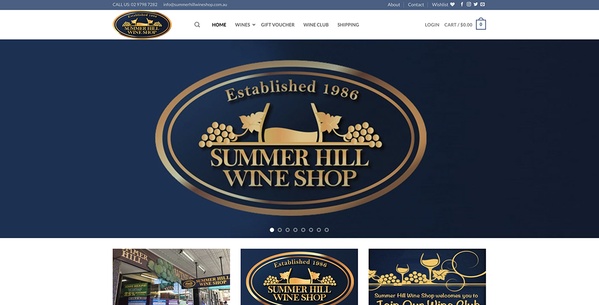 Summer Hill Wine Shop design, web development and organic SEO